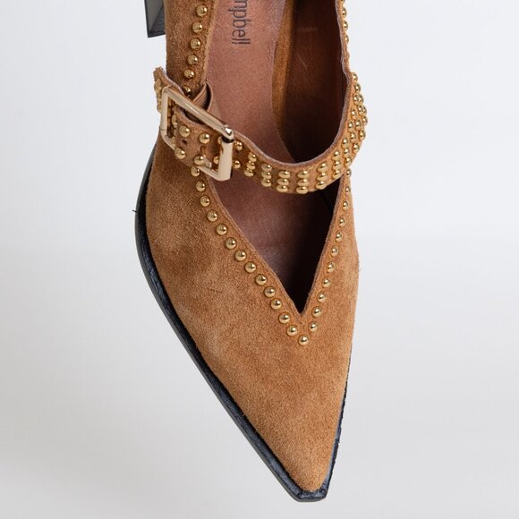 Jeffrey Campbell x Free People Walk On By Heels Studded Brown Suede Leather - Picture 9 of 16